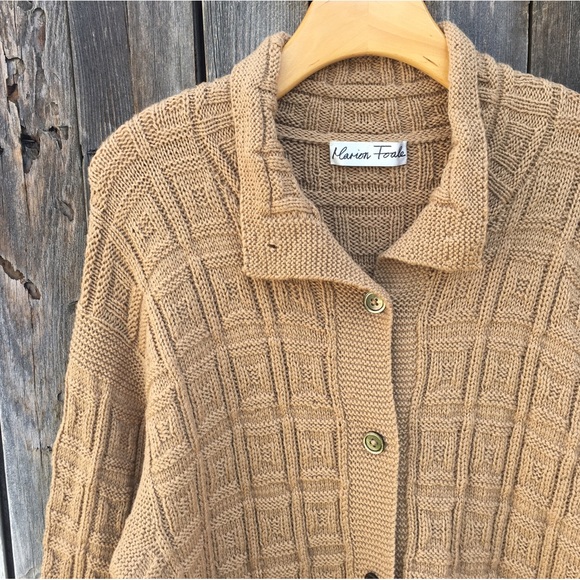 Marion Foale Handknit Wool Cardigan Camel Tan XL - Picture 2 of 15